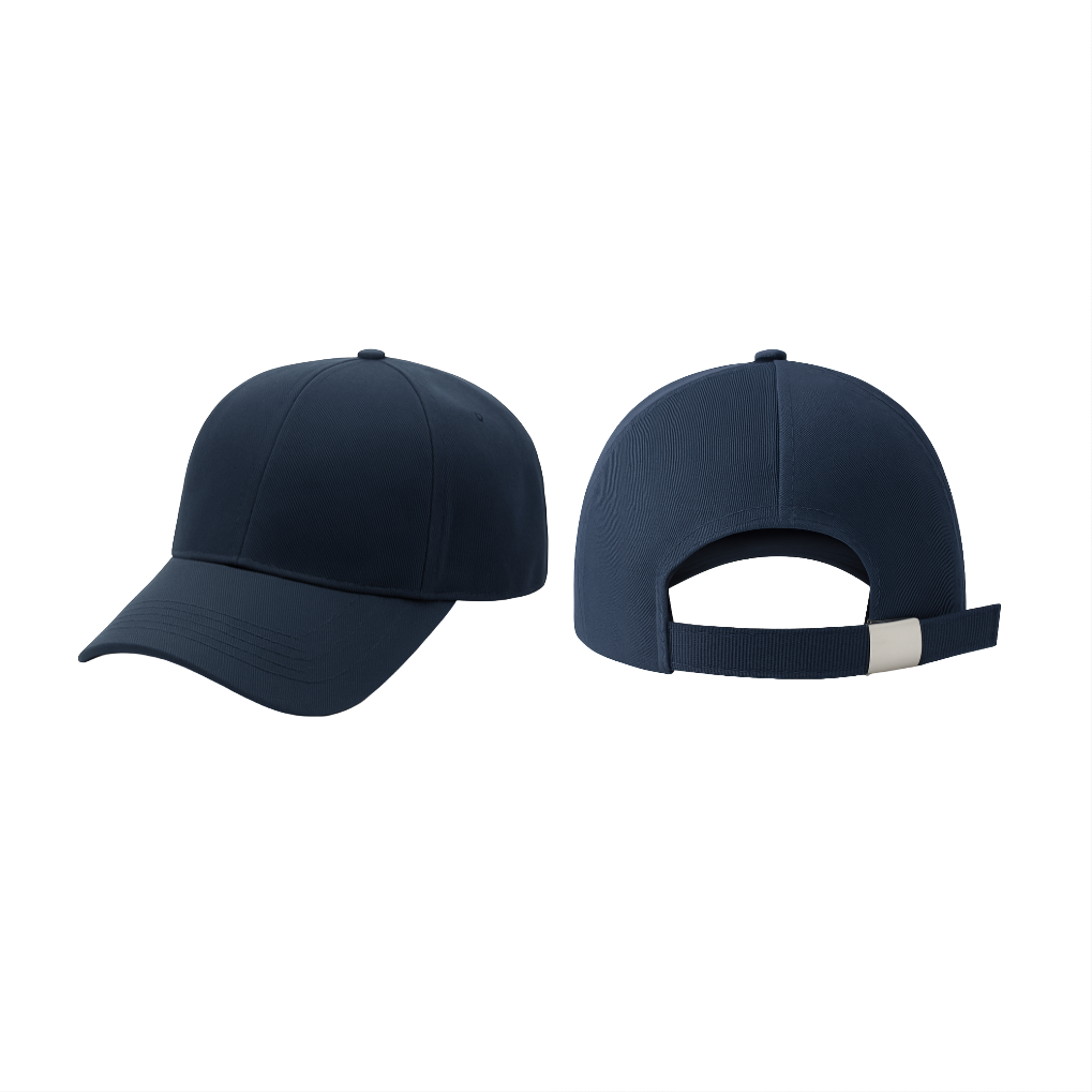 Premium Navy Blue Cotton Cap with Metal Adjustable Strap
