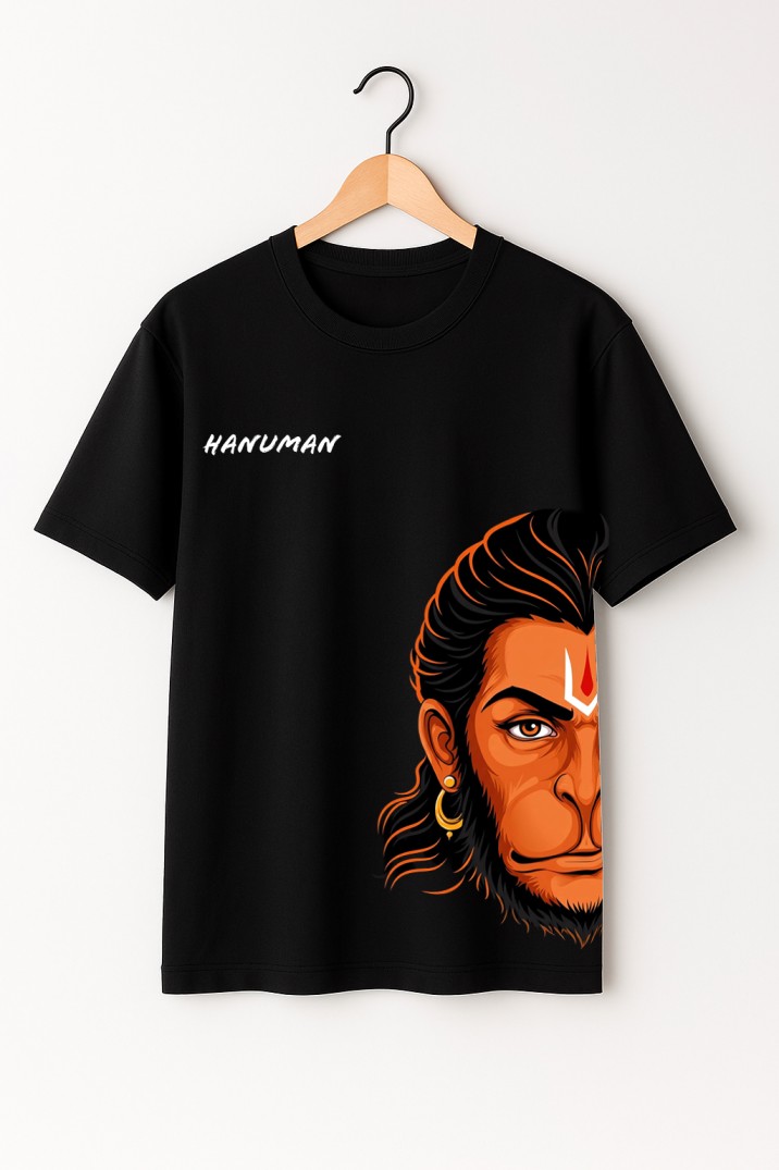 🔥 Hanuman Print Black Oversized T-Shirt | Bold Divine Streetwear